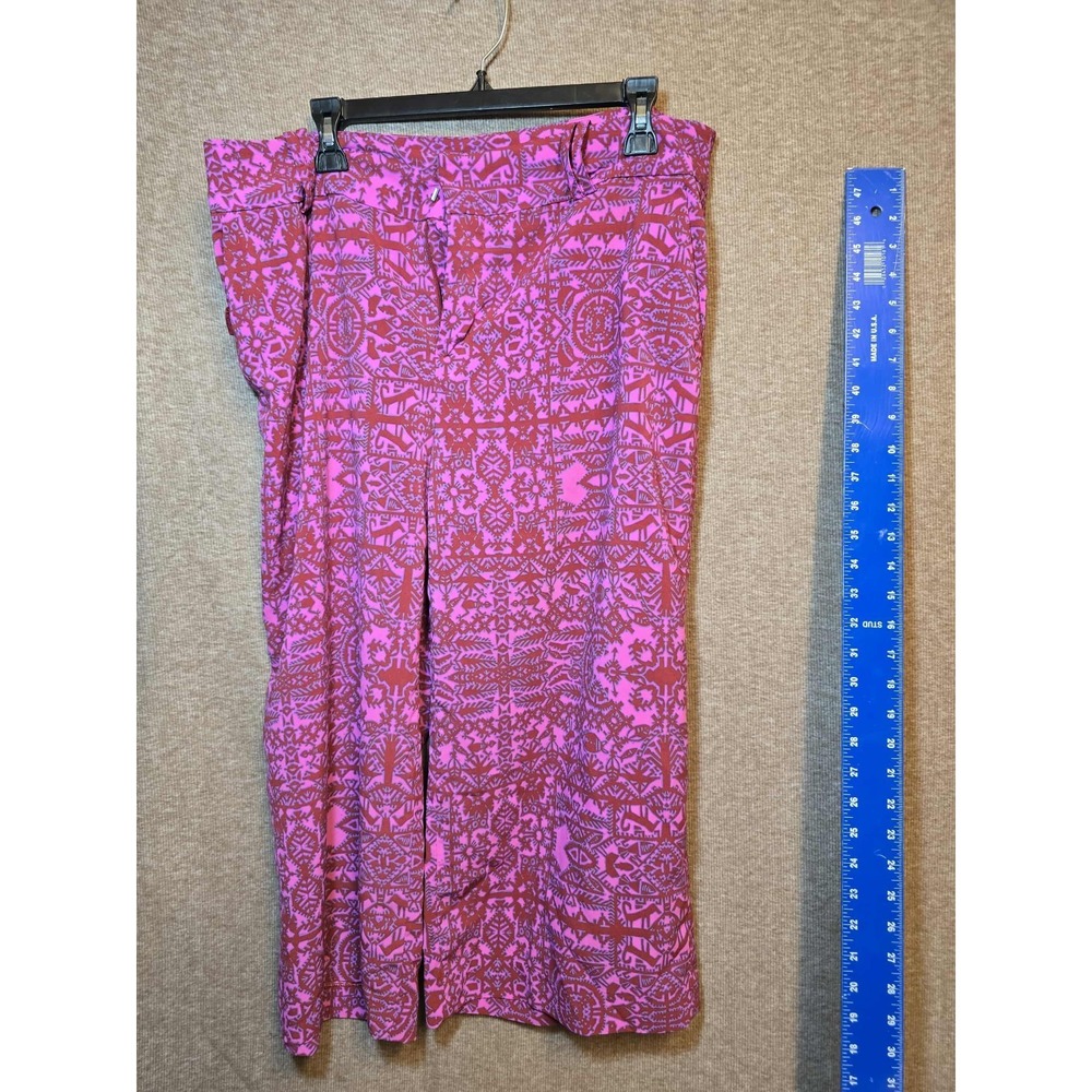 Coldwater Creek Alhambra Pants 🌺 Red Pink Wide Leg Crop Capris Sz 14‎ Boho